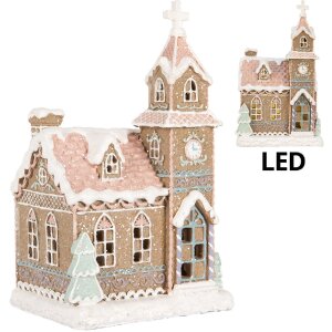 Clayre & Eef 6PR5378 Decoratie Huis met LED 14x12x23 cm