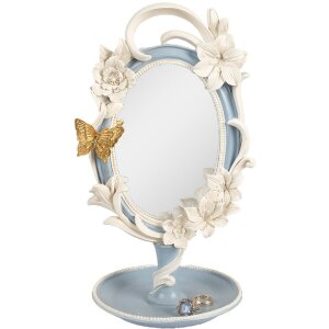 Clayre & Eef 62S341 Tafelpootspiegel 16x14x27 cm Blauw Wit