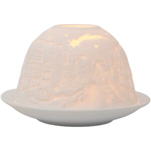 Clayre & Eef 6CE2208 Kandelaar Wit Ø 12x8 cm