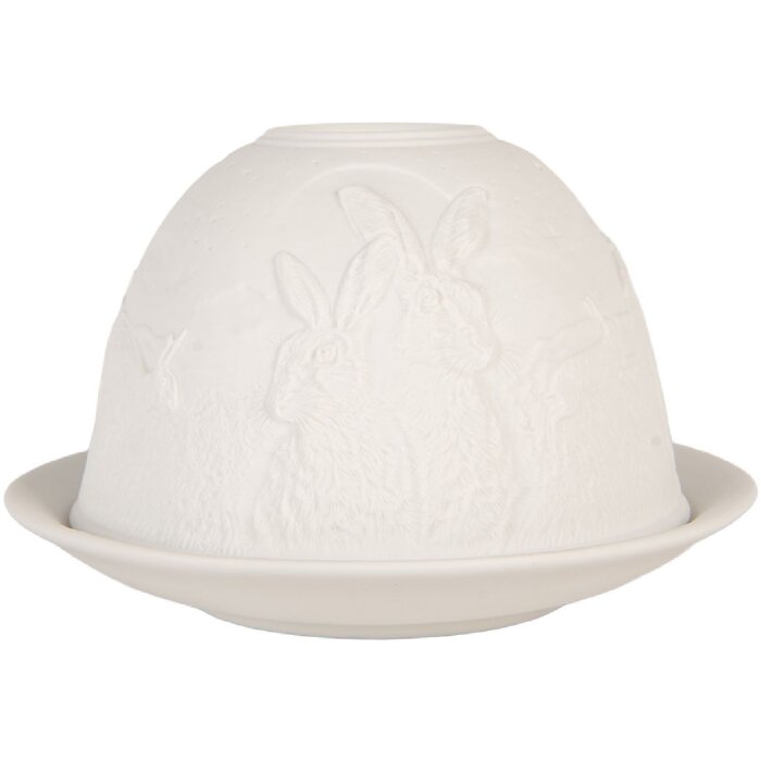 Clayre & Eef 6CE2210 Kandelaar Wit Ø 12x8 cm