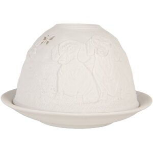Clayre & Eef 6CE2211 Kandelaar Ø 12x8 cm Wit