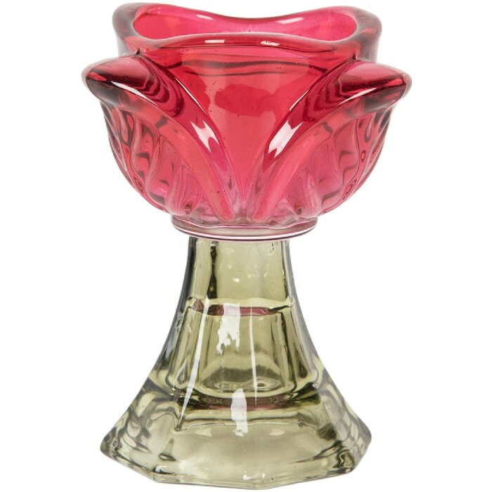 Clayre & Eef 6GL5342P Kandelaar Ø 7x10 cm Roze-Groen