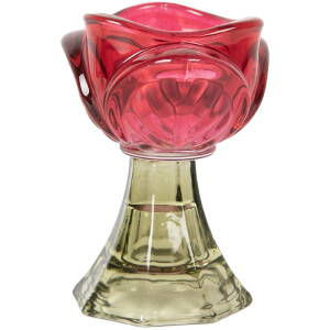 Clayre & Eef 6GL5342P Kandelaar Ø 7x10 cm Roze-Groen