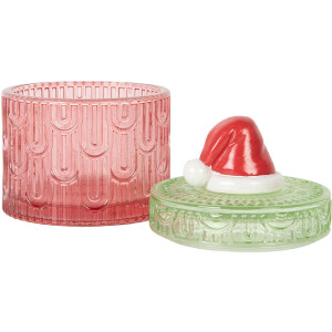 Clayre & Eef 6GL5343 Voorraadvat met Deksel Rood Groen Ø 9x12 cm