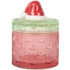 Clayre & Eef 6GL5343 Voorraadvat met Deksel Rood Groen Ø 9x12 cm
