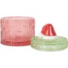 Clayre & Eef 6GL5343 Voorraadvat met Deksel Rood Groen Ø 9x12 cm