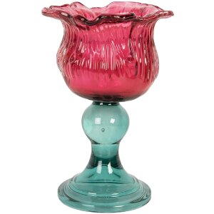 Clayre & Eef 6GL5347 Kandelaar Ø 10x16 cm Roze en Groen