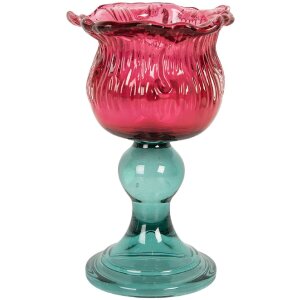 Clayre & Eef 6GL5347 Kandelaar Ø 10x16 cm Roze en Groen