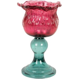Clayre & Eef 6GL5347 Kandelaar Ø 10x16 cm Roze en Groen
