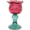 Clayre & Eef 6GL5347 Kandelaar Ø 10x16 cm Roze en Groen