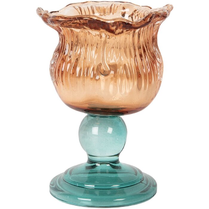 Clayre & Eef 6GL5348 Kandelaar Ø 10x14 cm Oranje en Groen