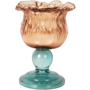 Clayre & Eef 6GL5348 Kandelaar Ø 10x14 cm Oranje en Groen