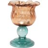 Clayre & Eef 6GL5348 Kandelaar Ø 10x14 cm Oranje en Groen