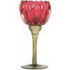 Clayre & Eef 6GL5349 Kandelaar Ø 8x18 cm Roze en Groen