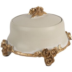 Clayre & Eef 6PR5802 Sieradenkist Ø 14x9 cm Beige-Goud