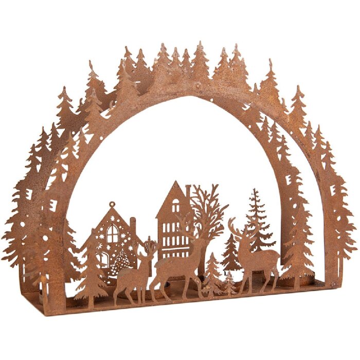 Clayre & Eef 6Y5939 Kandelaar Kerstscène 32x9x23 cm Bruin