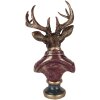 Clayre & Eef Decoratie Buste Rendier 30x22x57 cm Bruin Rood