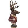 Clayre & Eef Decoratie Buste Rendier 30x22x57 cm Bruin Rood