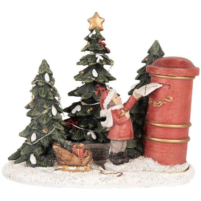 Clayre & Eef 6PR5373 Decoratie Kind bij de brievenbus LED 16x12x14 cm