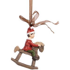 Clayre & Eef 6PR5391 Decoratiehanger Kind op Schommelpaard 7x3x9 cm