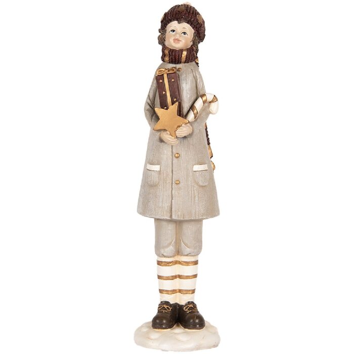 Clayre & Eef 6PR5395 Kind Decoratie 8x8x30 cm Grijs en Bruin