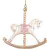 Clayre & Eef 6PR5412 Decoratie Hangertje Schommelpaard 8x2x7 cm Wit en Goudkleurig