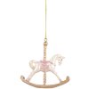 Clayre & Eef 6PR5412 Decoratie Hangertje Schommelpaard 8x2x7 cm Wit en Goudkleurig