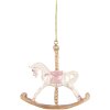 Clayre & Eef 6PR5412 Decoratie Hangertje Schommelpaard 8x2x7 cm Wit en Goudkleurig