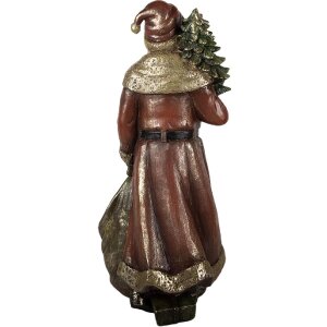 Clayre & Eef 6PR5590 Kerstman Decoratie 24x17x47 cm Rot en Goudkleurig