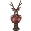 Clayre & Eef 6PR5593 Decoratie Buste Rendier 12x10x27 cm Bruin Rood