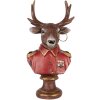 Clayre & Eef 6PR5594 Decoratie Buste Rendier 10x8x19 cm Bruin en Rood