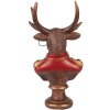 Clayre & Eef 6PR5594 Decoratie Buste Rendier 10x8x19 cm Bruin en Rood