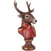 Clayre & Eef 6PR5594 Decoratie Buste Rendier 10x8x19 cm Bruin en Rood