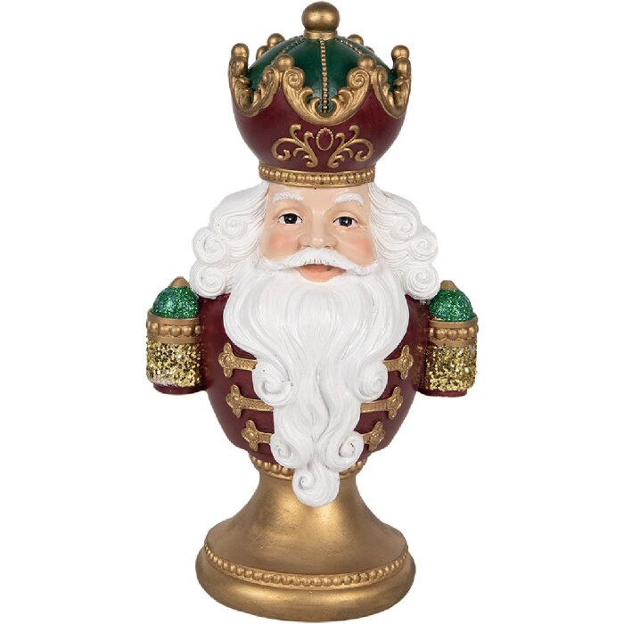 Clayre & Eef 6PR5694 Decoratieve Kerstman Buste met LED 15x10x26 cm