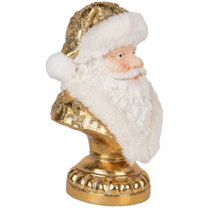 Clayre & Eef Decoratieve Buste Kerstman 23x15x32 cm Wit-Goudkleurig