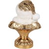 Clayre & Eef Decoratieve Buste Kerstman 23x15x32 cm Wit-Goudkleurig