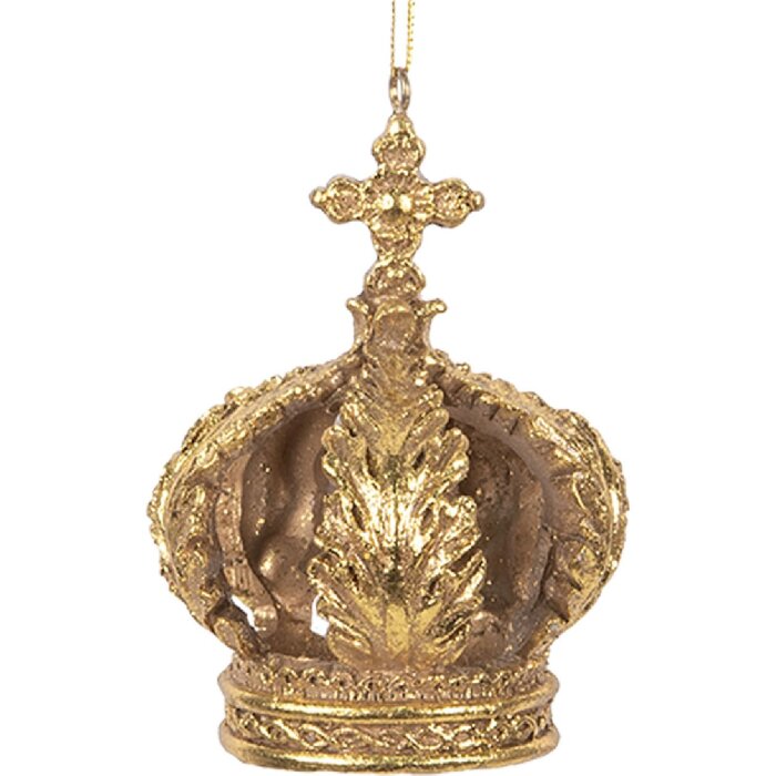 Clayre & Eef 6PR5701 Decoratiehanger Kroon Ø 7x9 cm Goudkleurig