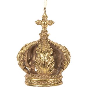 Clayre & Eef 6PR5701 Decoratiehanger Kroon Ø 7x9 cm Goudkleurig