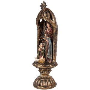 Clayre & Eef 6PR5702 Kerstgroep Ø 14x43 cm Goudkleurig Bruin
