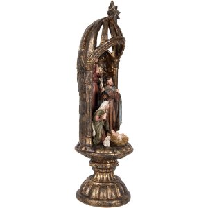 Clayre & Eef 6PR5702 Kerstgroep Ø 14x43 cm Goudkleurig Bruin