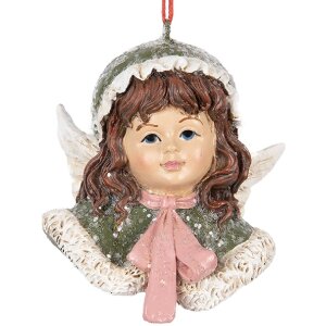 Clayre & Eef 6PR5705 Decoratiehanger Engel 7x7x7 cm...