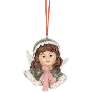 Clayre & Eef 6PR5705 Decoratiehanger Engel 7x7x7 cm...
