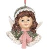 Clayre & Eef 6PR5705 Decoratiehanger Engel 7x7x7 cm Groen en Beige