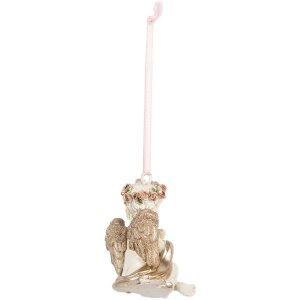 Clayre & Eef 6PR5707 Decoratiehanger Engel 5x4x6 cm beige-goud