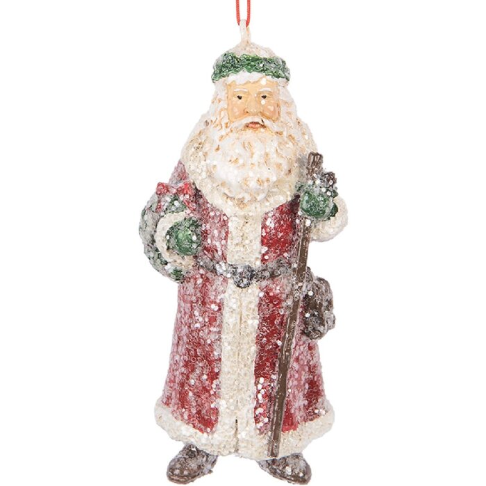 Clayre & Eef 6PR5708 Decoratiehanger Kerstman 5x4x12 cm