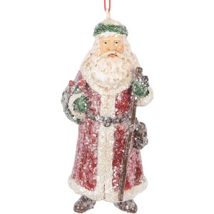 Clayre & Eef 6PR5708 Decoratiehanger Kerstman 5x4x12 cm