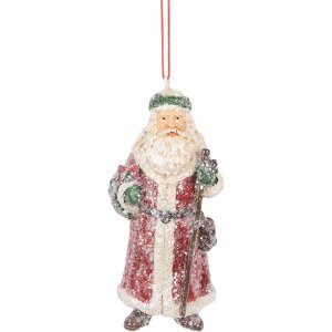 Clayre & Eef 6PR5708 Decoratiehanger Kerstman 5x4x12 cm