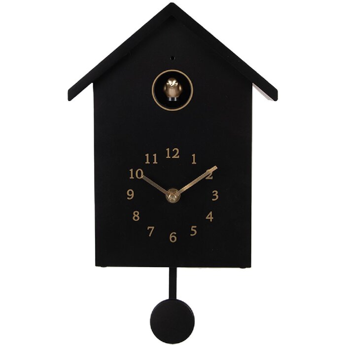 Clayre & Eef 6KL0838Z Wandklok 20x10x26 cm Zwart 3xAA