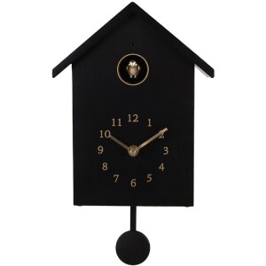 Clayre & Eef 6KL0838Z Wandklok 20x10x26 cm Zwart 3xAA