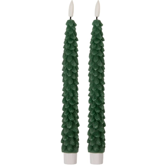 Clayre & Eef 6CA0001DGR LED Kaarsen Set 2 Groen Ø 3x25 cm